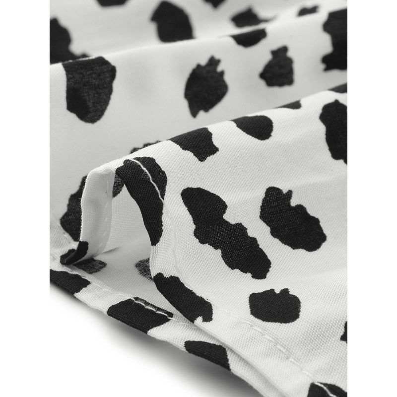 Agnes Orinda Women's Plus Size Peplum Babydoll Round Neck Flutter Sleeve Leopard Print Business Casual Blouses, 5 of 6
