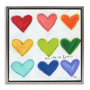 Stupell Industries You Are So Loved Rainbow Hearts, 18" x 18" - 1 of 4