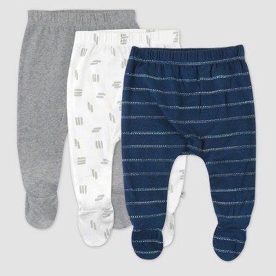 Honest Baby 3pk Dotted Stripe Footed Harem Pants - 3-6M
