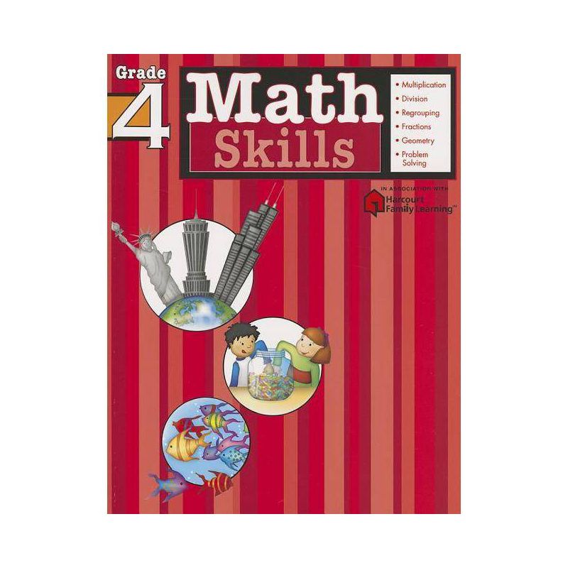 Math Skills, Grade 4 - (Flash Kids Harcourt Family Learning) by  Flash Kids (Paperback), 1 of 2