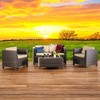 4-Piece Outdoor Sofa Set with Cushions, PE Wicker Rattan Seating Group with Loveseat, Club Chairs, and Coffee Table for Backyard, Patio, or Garden - 2 of 4