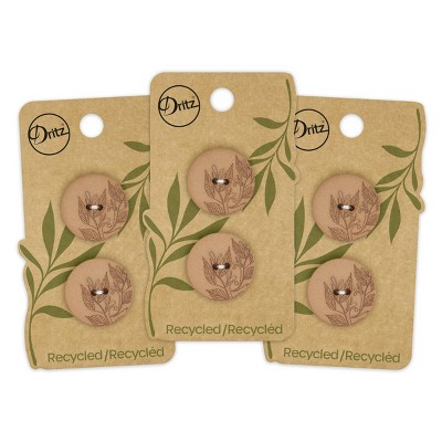 Dritz 23mm Recycled Hemp Round Floral Buttons Light Brown