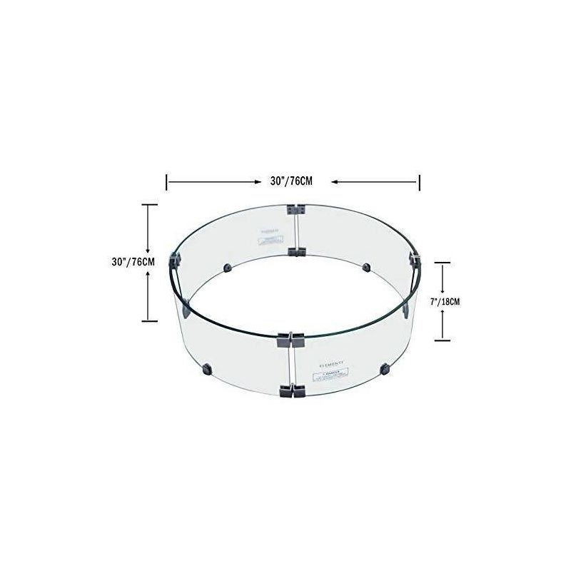 Lunar Round Tempered Glass Wind Screen for Outdoor Fire Pit - Elementi, 4 of 5