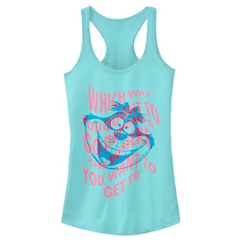 Junior's Women Alice in Wonderland Cheshire Cat Which Way Quote Racerback Tank Top - image 1 of 4