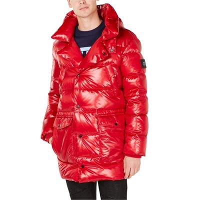 Calvin Klein Mens Oversized Puffer Jacket, Red, X-Small