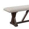 Simple Relax Fabric Upholstered Bench with X-Shaped Base in Gray and Rustic Brown Finish - 4 of 4