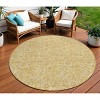 Gold And Wheat Floral Washable Indoor Outdoor Area Rug - 2 of 4