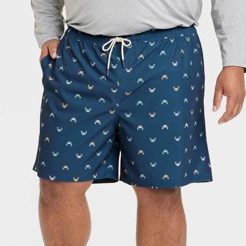 Men's 7 Crab Print Swim Shorts With Boxer Brief Liner - Goodfellow & Co™  Navy Blue : Target