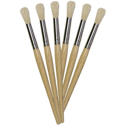 School Smart Non-Toxic Natural Stubby Paint Brushes, 7-1/2 Inches, Set of 6