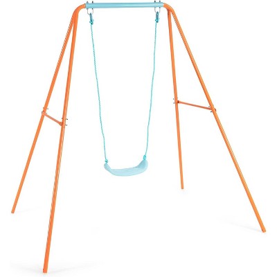 Kids Adventure Swing Set with A-Frame Stand, Adjustable Sturdy Metal Swing for Backyards & Gardens, Ideal Gift for Ages 3-10