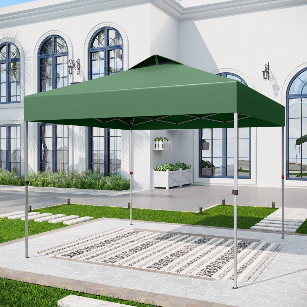 10' Outdoor Patio Pop-Up Canopy Tent with Wheeled Bag Green - Captiva Designs