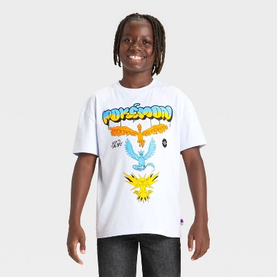 Boys' Pokémon Legendary Kanto Birds Oversized Short Sleeve Graphic T-Shirt - Blue