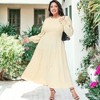 Anna-Kaci Women's Plus Size Casual Long Sleeve Smocked Chest Round Neck Flowy Tiered Maxi Dress - 2 of 4