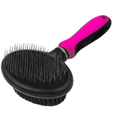 Pet Life Flex Series 2-in-1 Dual-Sided Slicker and Bristle Grooming Pet Brush, Green