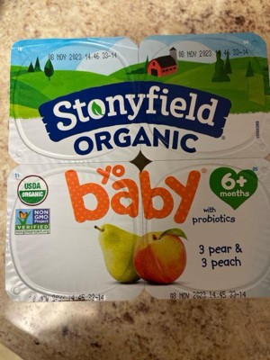 Stonyfield Organic Yobaby Pear & Peach Whole Milk Kids' Probiotic Yogurt -  6ct/4oz Cups : Target