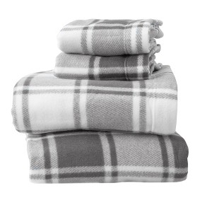 Soft Polar Fleece Plaid Sheet Set - Great Bay Home - 1 of 4