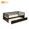 QingMoon Twin Daybed with Trundle Bed, Multi-Functional Sofa Bed with Casters, Wooden Bed Frame with Durable Slat Support for Bedroom - 4 of 4