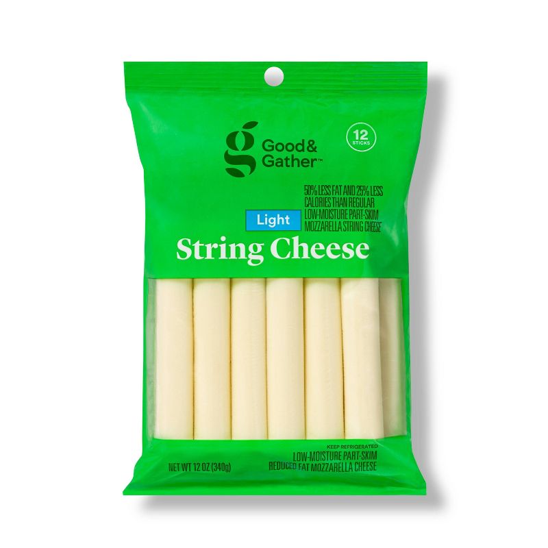 Light Low-Moisture Part-Skim Mozzarella String Cheese - 12oz/12ct - Good &#38; Gather&#8482;, 1 of 6