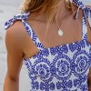 Women's Ornate Floral Print Smocked Tie Strap Dress -Cupshe - 3 of 4