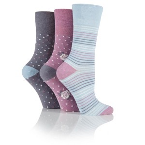 Women's Dainty Flower/Dot/Stripe Crew Sock | Size Women's 5-9 - Dusty Rose - 1 of 2