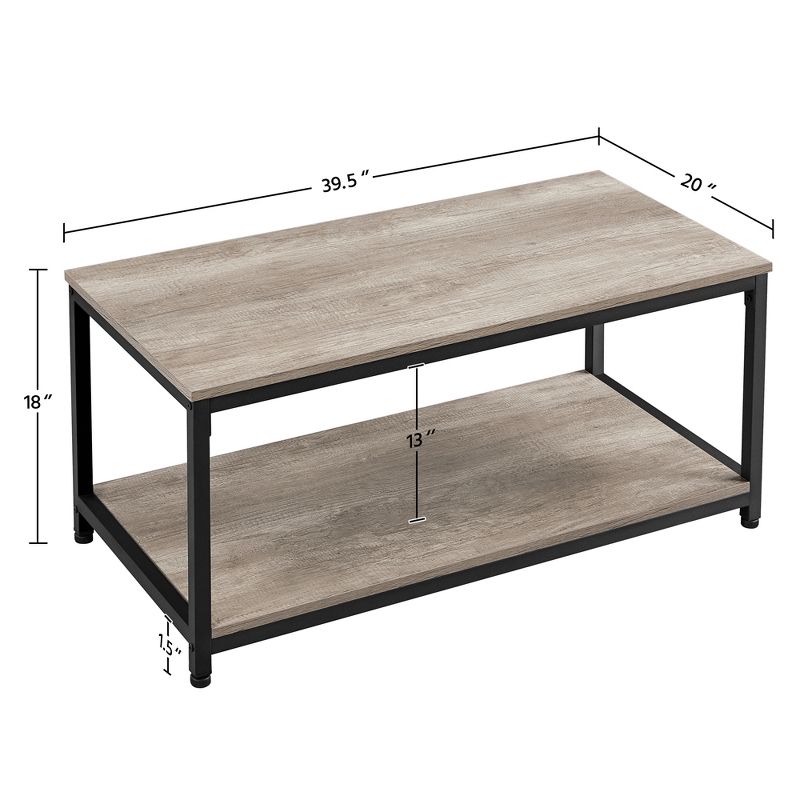 Yaheetech Wood Industrial Coffee Table with Storage Shelf for Living Room, 3 of 8