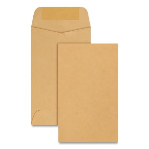 Quality Park Kraft Coin and Small Parts Envelope, #3, Round Flap, Gummed Closure, 2.5 x 4.25, Brown Kraft, 500/Box - 1 of 2