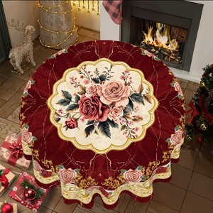 LOVEVOOK Washable Floral Rectangular Tablecloth, Seasonal Round Flower Table Cover for Party Picnic Dinner Christmas Decor - 1 of 4