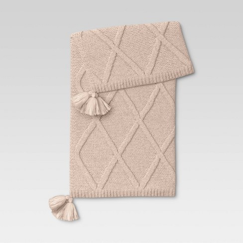 50x60 Chunky Cable Knit Throw Blanket Blush - Dream Theory : Target