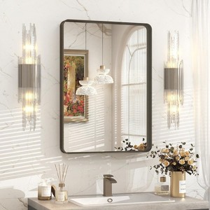 KIOTEE Rectangular Aluminum Alloy Framed and Tempered Glass Wall Bathroom Vanity Mirror in Matte Black - 1 of 4