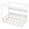 Zeus & Ruta Solid Wood Floor Bed with Canopy, Guardrails & Shelves for Kids - No Box Spring Needed - 2 of 4