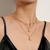 HTUTWOO Layered Star Moon Choker Necklace, Gold Crystal Starburst Pendant Necklace, Crescent Station Bead Chain Necklace, Jewelry for Women - 3 of 4