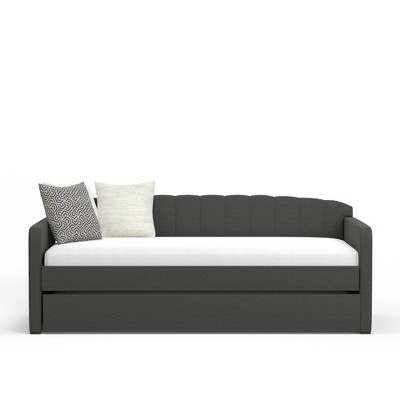 Twin Gray Upholstered Wood Frame Daybed with Tufted Back