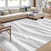 Faux Wool Modern Stripe Pattern Printed Area Rug with Ultra Low Pile, Machine Washable, Stain Resistant, Pet-Friendly, Non-Shedding, Bordered Edges - 3 of 4