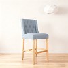 27" Contemporary Tufted Fabric Wingback Counter Stools, Set of 2, Light Blue with Natural Legs, Stylish and Comfortable Bar Seating - 2 of 4