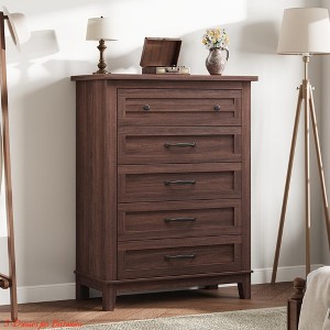 Bedroom 5 Dresser for Bedroom, 41.3 in Tall Vertical Drawer Dresser with Large Storage, Freestanding Wooden Closet Chest - 1 of 4