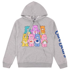 Ladies Care Bears Hoodie Sweatshirt - Ladies Classic Care Bears Clothing - Cheer Friend Funshine Good Luck Care Bears (Heather Grey, Medium) - 1 of 4