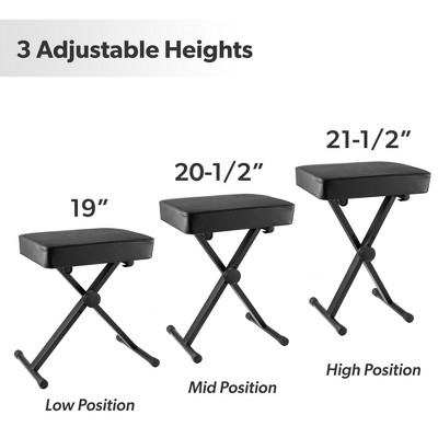 Deluxe Adjustable X-Style Metal Keyboard Bench with Padded Seat