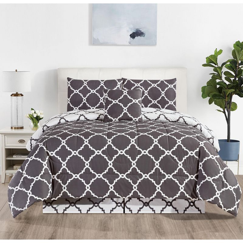 Lux Decor Collection 5 Piece Comforter Set Reversible - Microfiber Down Alternative Bedding Comforter Set, 1 of 9