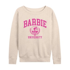 Women's - Barbie -  Lightweight French Terry Wide Neck Long Sleeve Shirt - 1 of 4