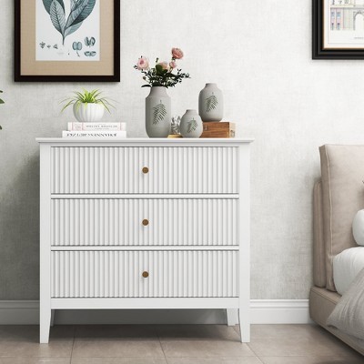 Heynemo Fluted 5 Drawers Dresser, Tall Chest of Drawer with Silent Slide Drawers, Ideal for Bedroom, Living Room, Hallway, Entryway