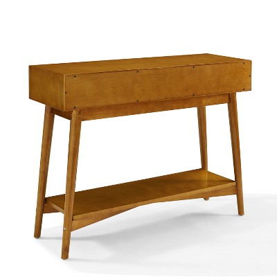Mid-Century Acorn Brown Wood Console Table with Storage