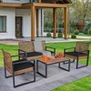 Ridstar Modern 4-Piece Outdoor Patio Furniture Set with Black Cushions & Rosewood Tabletop-Light Brown - 2 of 4