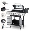 Dolonm 4+1 Burner Grill w/Dual Frying Plates, 46,790BTU, Enamel Cast Iron Grids & Lockable Casters - 4 of 4