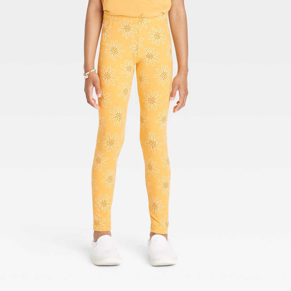 size xl Girls' Floral Leggings - Cat & Jack Yellow XL