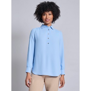 Jones New York Long Sleeve Collared Popover Blouse - 1 of 3