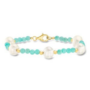 Ross-Simons 8-8.5mm Cultured Pearl and 4-4.5mm Amazonite Bead
