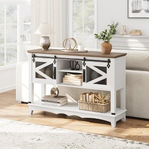 46" Entryway Table with Sliding Barn Doors, Farmhouse Console Table with Storage - 1 of 4
