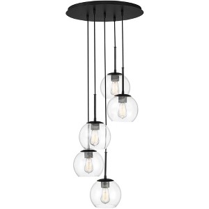 Possini Euro Design Black Pendant Chandelier 19 1/2" Wide Modern Clear Glass 5-Light Fixture for Dining Room Living House Home Foyer Kitchen Island - 1 of 4