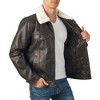 Alpine Swiss Aaron Mens Fitted Trucker Jacket Faux Fur Collar Vegan Leather Warm Casual Coat - 3 of 4