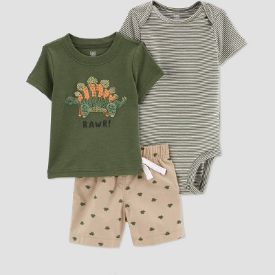 Carter's Just One You® Baby Boys' Dino Top & Bottom Set - Olive Green 9M